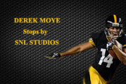 EX- STEELER AND FREE AGENT WIDE OUT DEREK MOYE STOPS BY SNL STUDIO